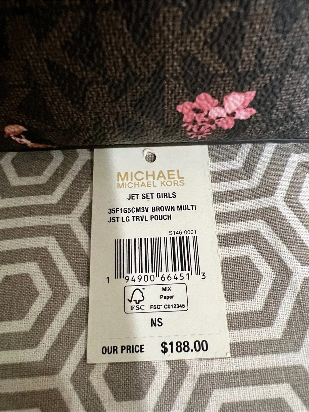 Michael Kors Jet set multi Brown JST LG travel Signature Pouch